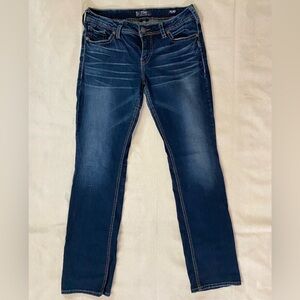 Silver Jeans Blue Bootcut Jeans with Distressed Details